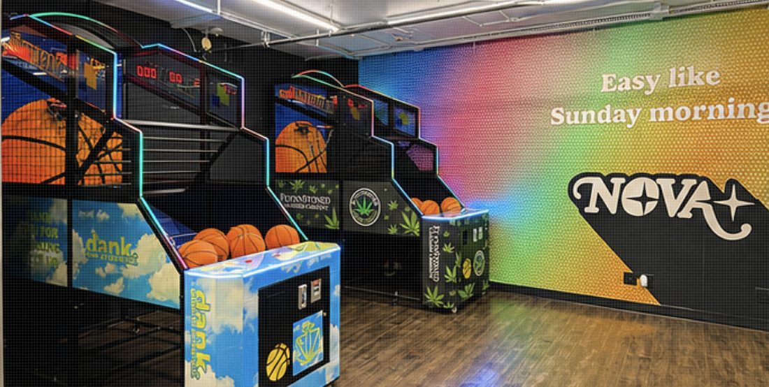 Arcade basketball games in the FlynnStoned lounge
